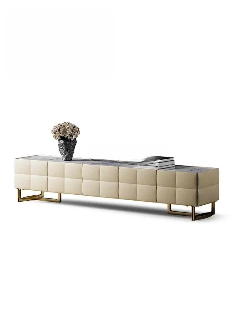 

Italian minimalist TV cabinet, natural marble TV cabinet