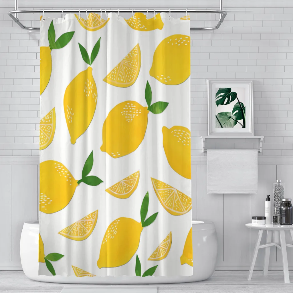 Cut Paste Lemon Pattern Bathroom Shower Curtains  Waterproof Partition Unique Home Decor Bathroom Accessories