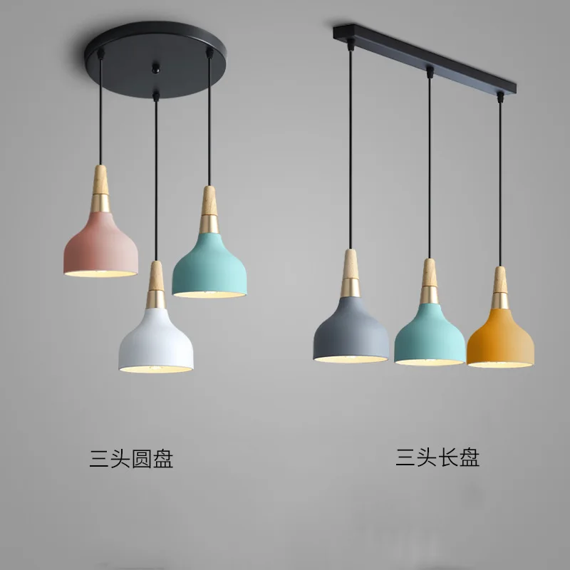 Nordic chandelier restaurant new creative single head lamp modern simple Macaron art net red bar bedside chandelier