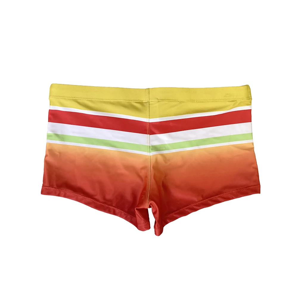 Sexy Rainbow Striped Gradient Mens Swimwear Quick Dry Swimming Trunks Sport Bathing Suit Male Summer Beach Surf Board Shorts