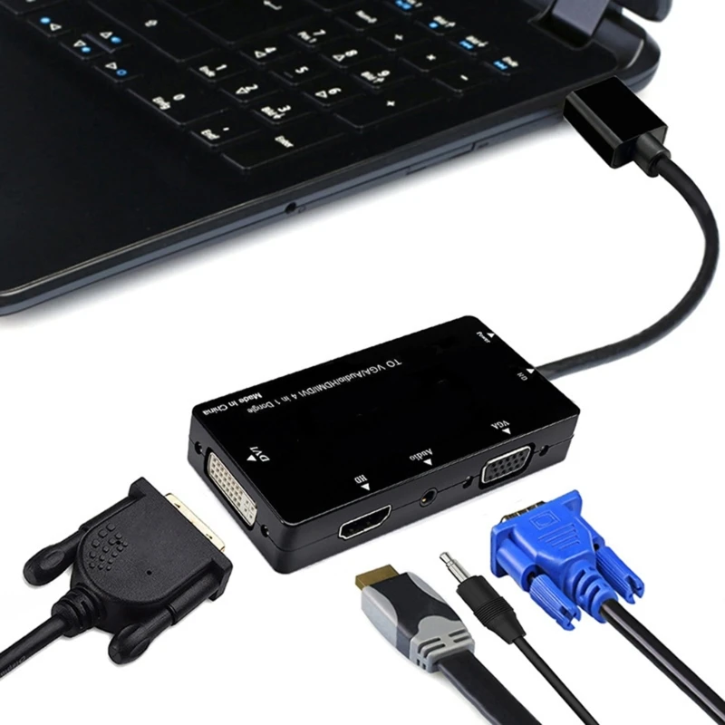 

Multi Port HDMIcompatible To VGA DVI Sound 4 In 1 Video Converters Adapter 1080P For Synchronized Display