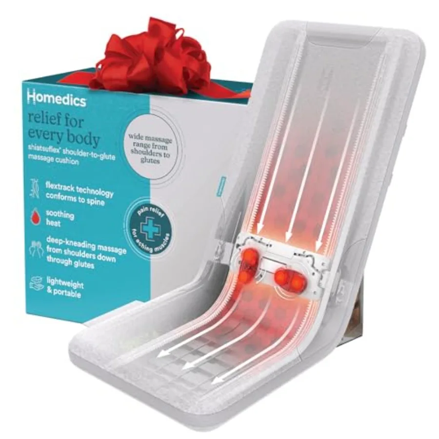 

ShiatsuFlex Massage Cushion Advanced Shiatsu Therapy FlexTrack Technology Deep-Kneading for Pain Relief in Back Shoulders and L