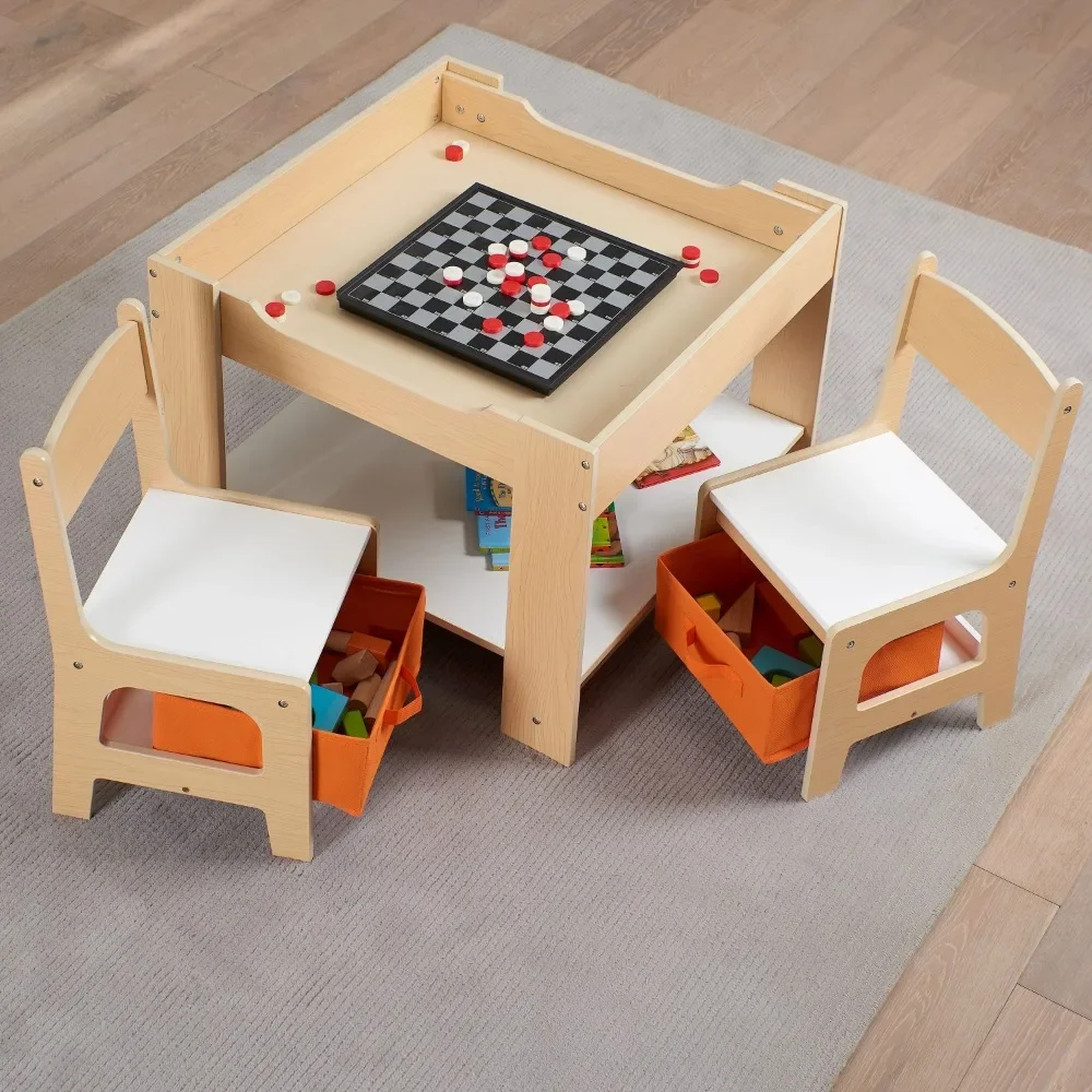 Table et chaise en mélamine pour enfants, bureau pour fille, ensemble de jouets pour enfants, documents naturels, tables et ensembles, bureaux d'ordinateur, 3 pièces