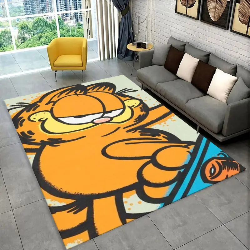 Cartoon Funny G-Garfield Cat Carpet Rug for Playroom Bedroom Living Room Sofa Home Decor,Game Area Rug Non-slip Floor Mat Fest