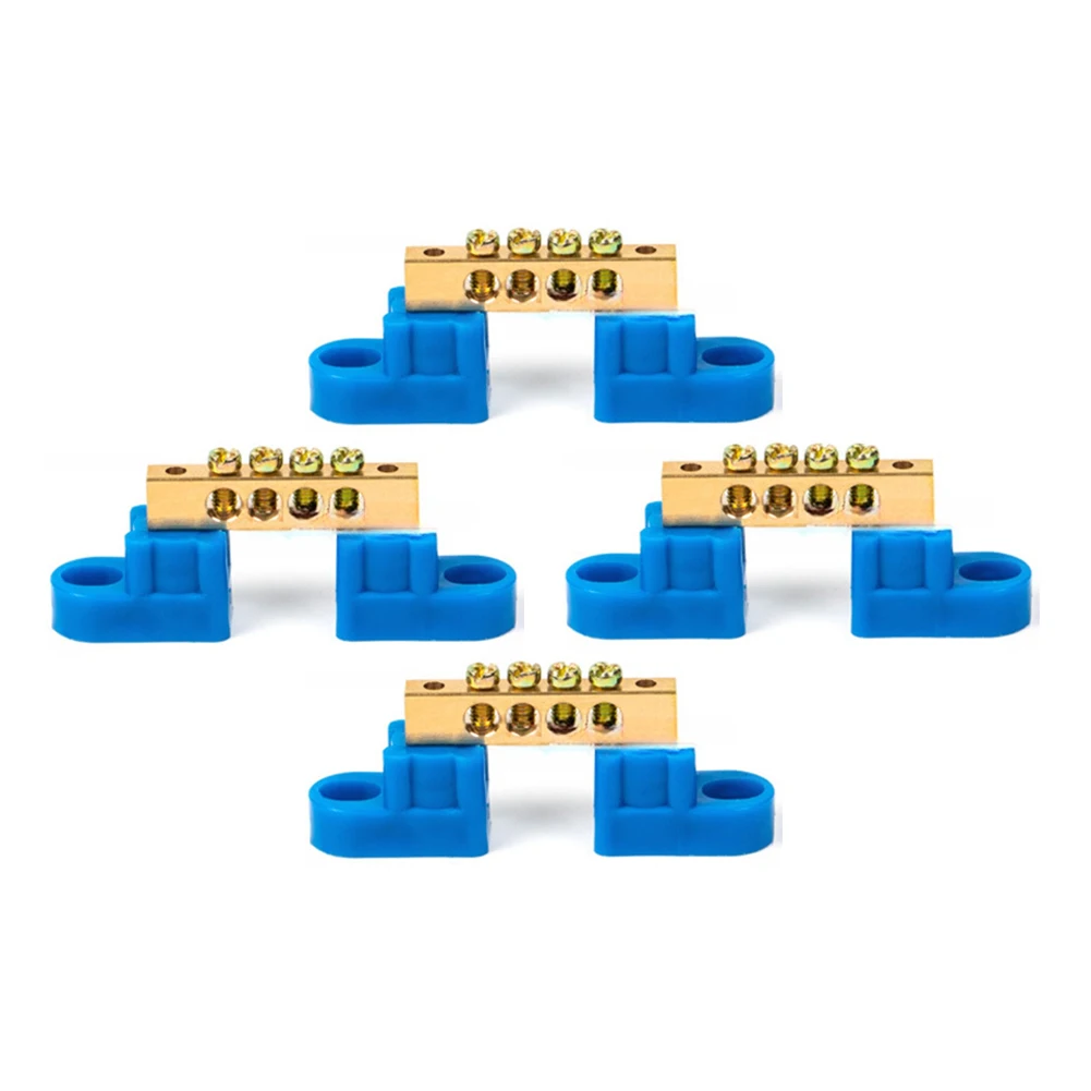 Copper Adjustable Grounding Terminal Strip 4 Pack 4 6 8 10 12 Hole for Distribution Box Easy Install Screw Type