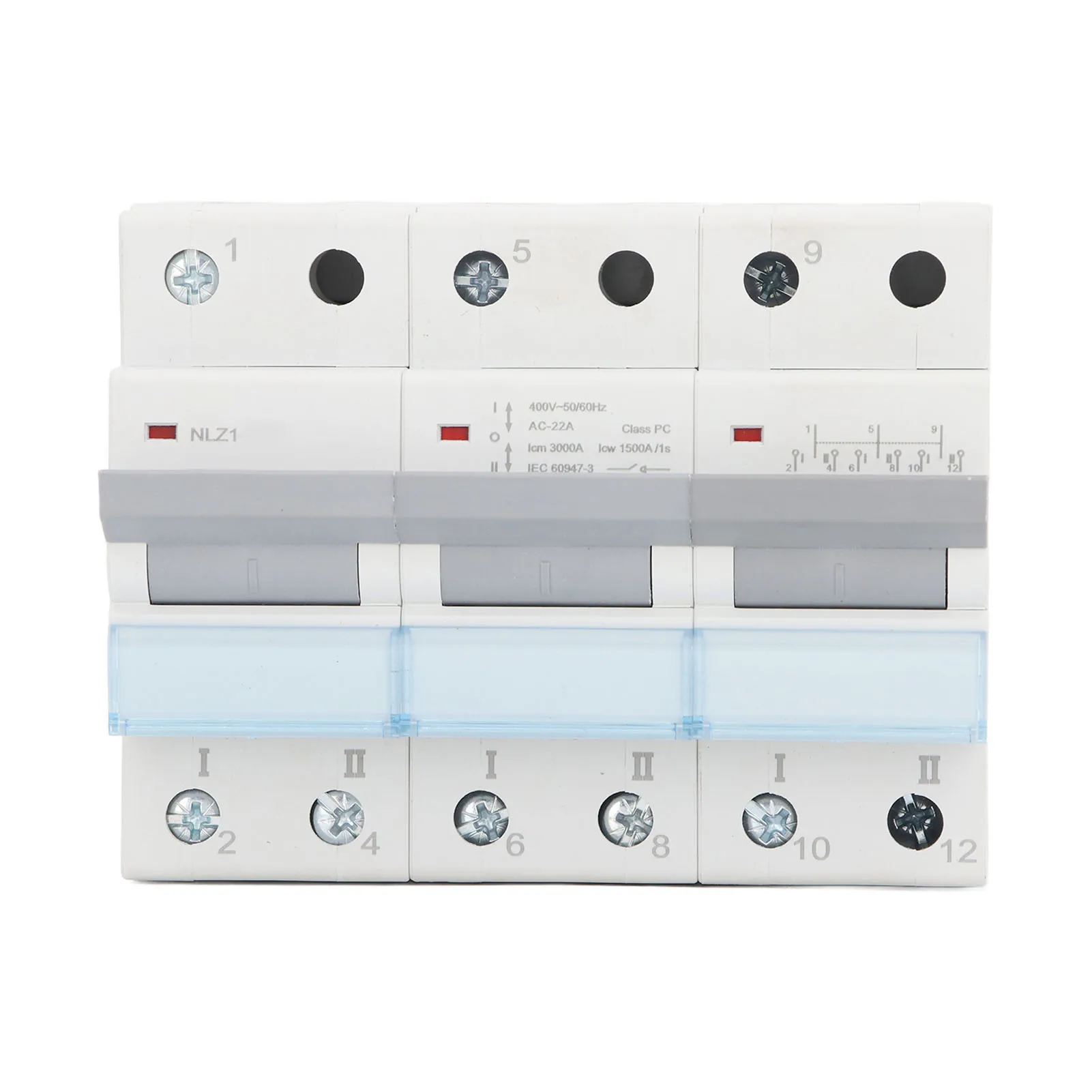 Manual Transfer Switch 400VAC Dual Power Manual Transfer Switch 35mm DIN Rail Mount Single Side Interlock Circuit Breaker 3P MTS