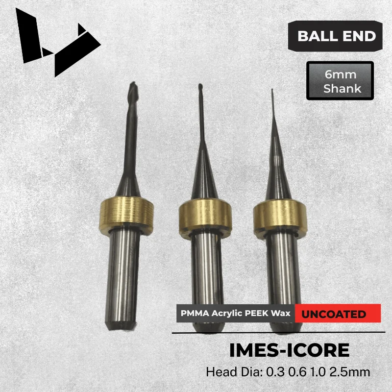 Imes-icore 6mm Carbide Bur T50 T51 T52 T53 Milling Tools for PMMA 6mm Shank for CORiTEC 350i 350i Pro 650i