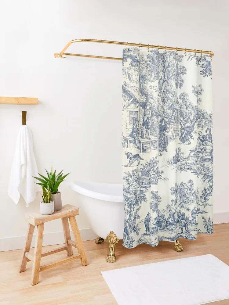 Toile de Jouy Number Shower Curtain Curtain For Bathroom Shower Bath Curtains