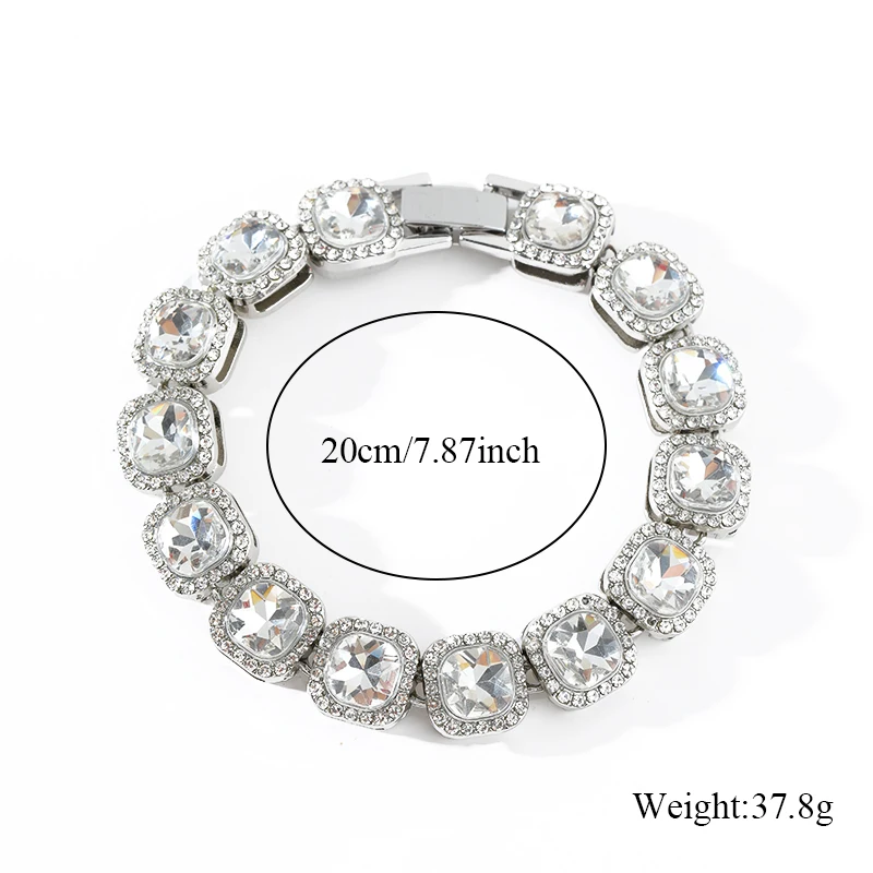 GANPUP 316L Edelstahl Große Glänzende Zirkonia Armband Armreif Für Frauen Männer Wasserdicht Chunky Kubanischen Kette Handgelenk Schmuck Geschenk – Detail 14