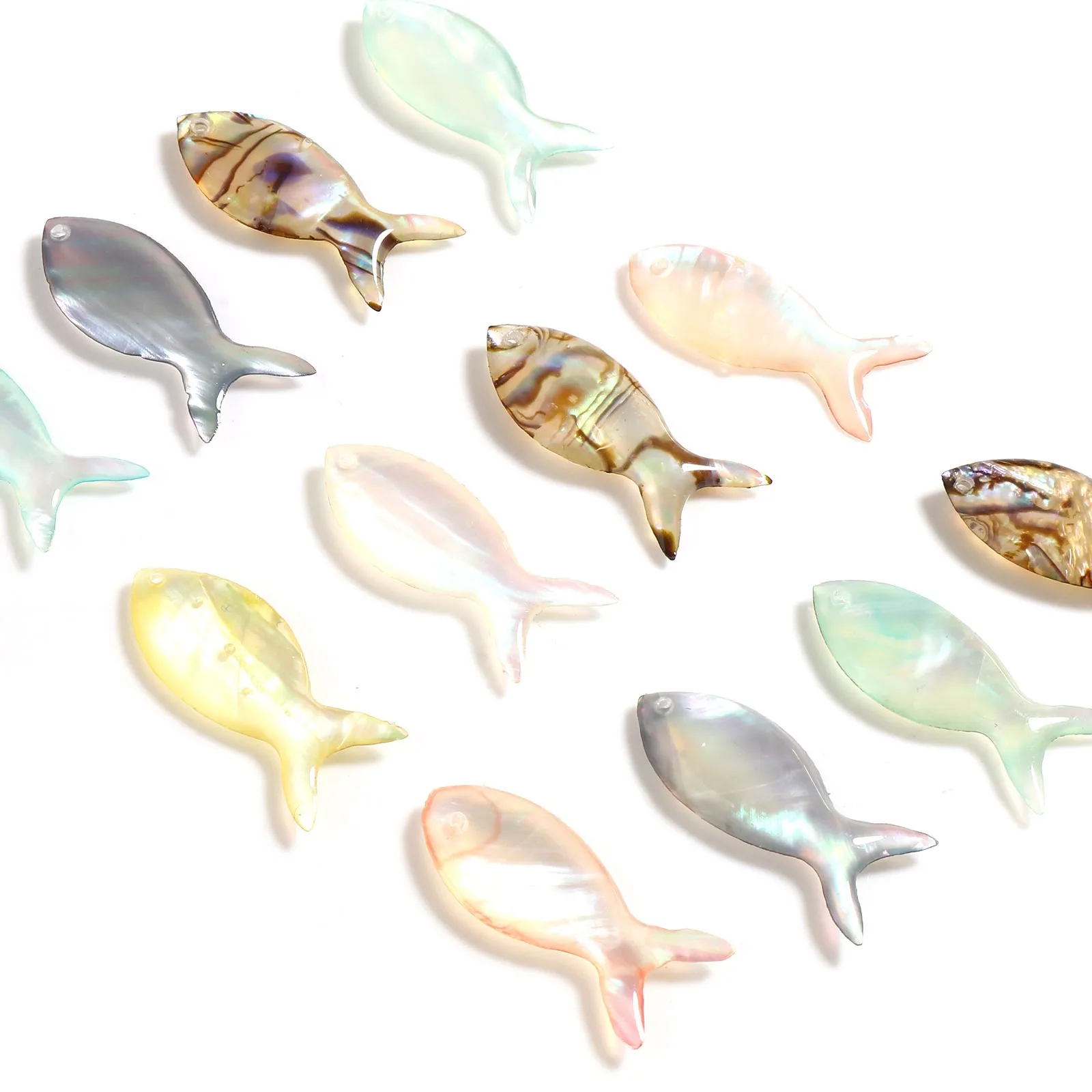 2pcs Fashion Natural Shell Ocean Jewelry Charms Fish Animal Multicolor Pendants DIY Making Earrings Jewelry Gifts 25mm x 10mm