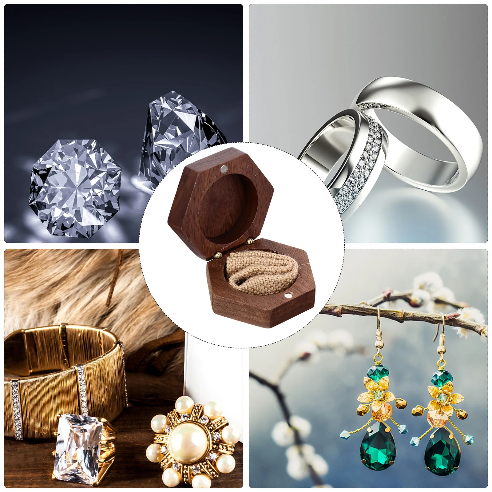 

1 шт. элегантная деревянная шкатулка для драгоценностей шестиугольный дизайн изысканное решение для хранения колец серьги настольный декоративный лоток