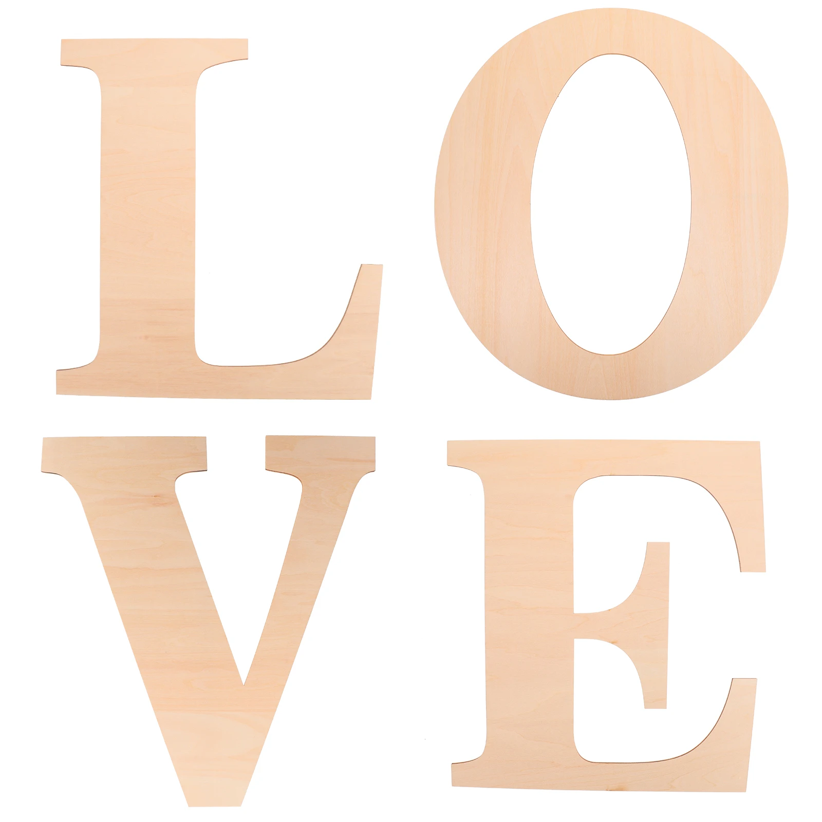 

4pcs Wooden Letters for Crafts Unfinished Alphabet Decor Hanging Home Desktop Countertop DIY Wall Kids Education Sewing