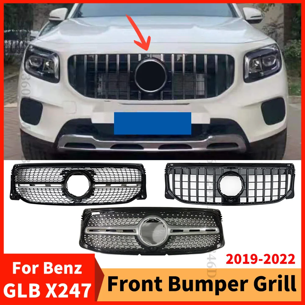 Front Inlet Grille Racing Bumper Grill For Mercedes Benz GLB X247 W247 2019-2022 220 250 AMG Line GT Diamond Style Accessories