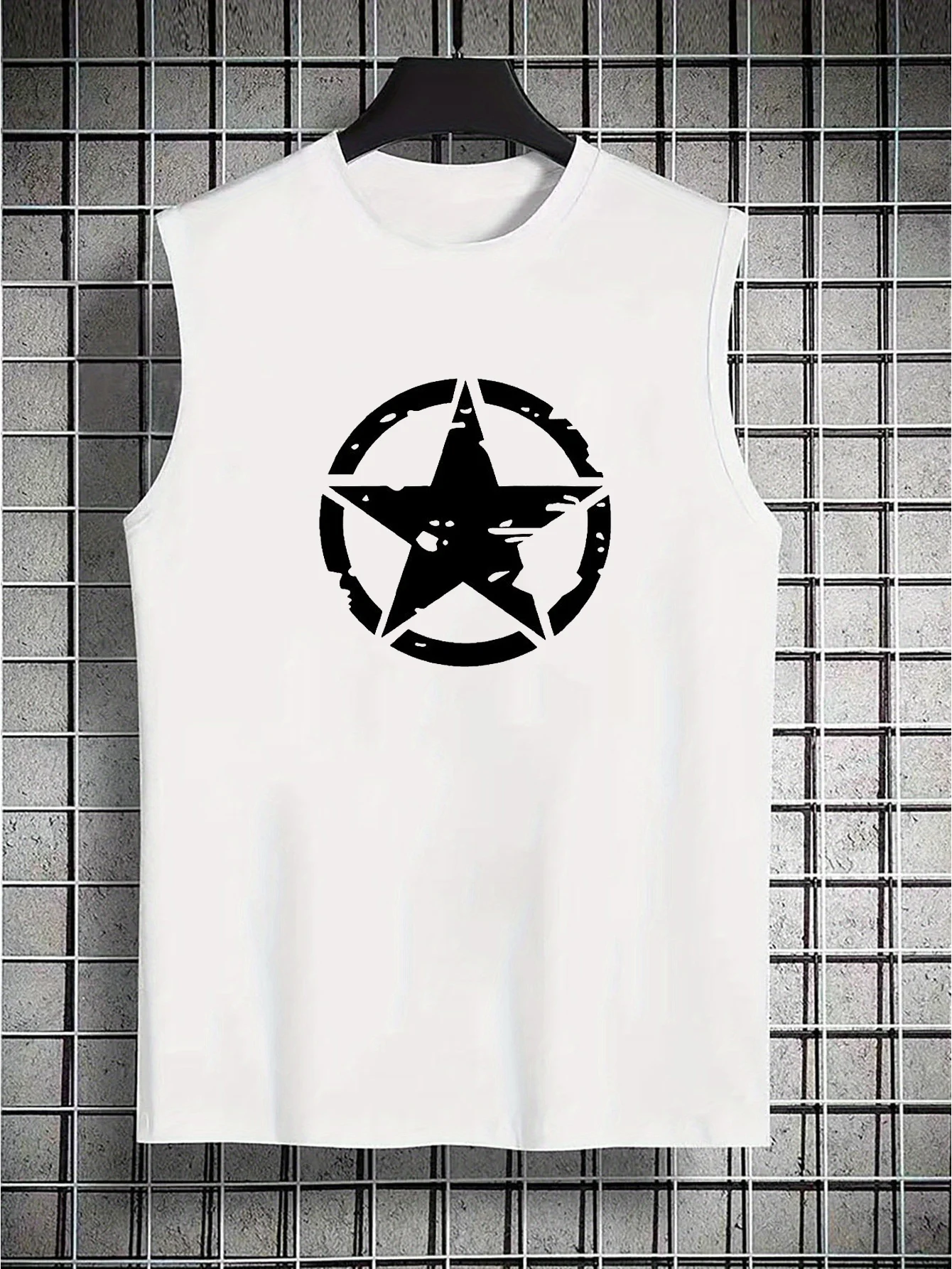 

Men's summer casual sports fitness loose five pointed star print comfortable and breathable round neck sleeveless vest