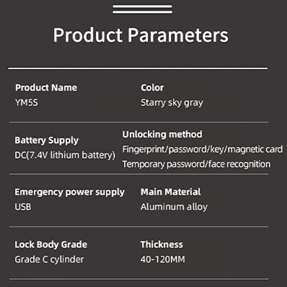 Finger Vein Smart Lock, Despertador Automático, 3D Face, NFC Desbloqueio, IC Card, Interior de madeira, Metal, Fechadura Eletrônica