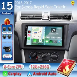 Android 15 For Skoda Rapid Seat Toledo 2013 - 2017 2K Car Radio Multimedia Video Player GPS AI Voice CarPlay Navigation Stereo