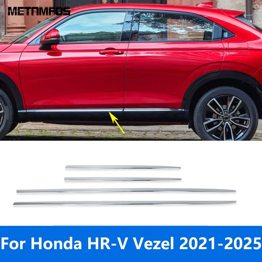 

For Honda HR-V Vezel 2021-2023 2024 2025 Chrome Door Side Line Strip Body Skirt Molding Trim Exterior Accessories Car Styling