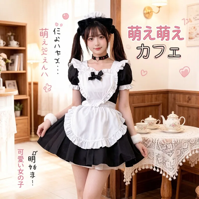 

Vintage Japanese Maid Uniform, Sweet Lolita Dress, Retro Maid Costume, Soft Stylish Daily Gathering Stage Cosplay Full Outfit