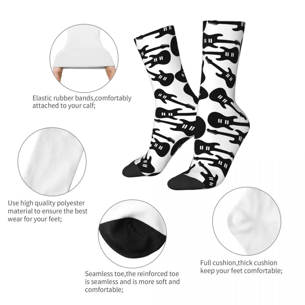 Electric Guitar Music Socks Men Women Fashion Socks Hip Hop Spring Summer Autumn Winter Middle Tube Socks Gift