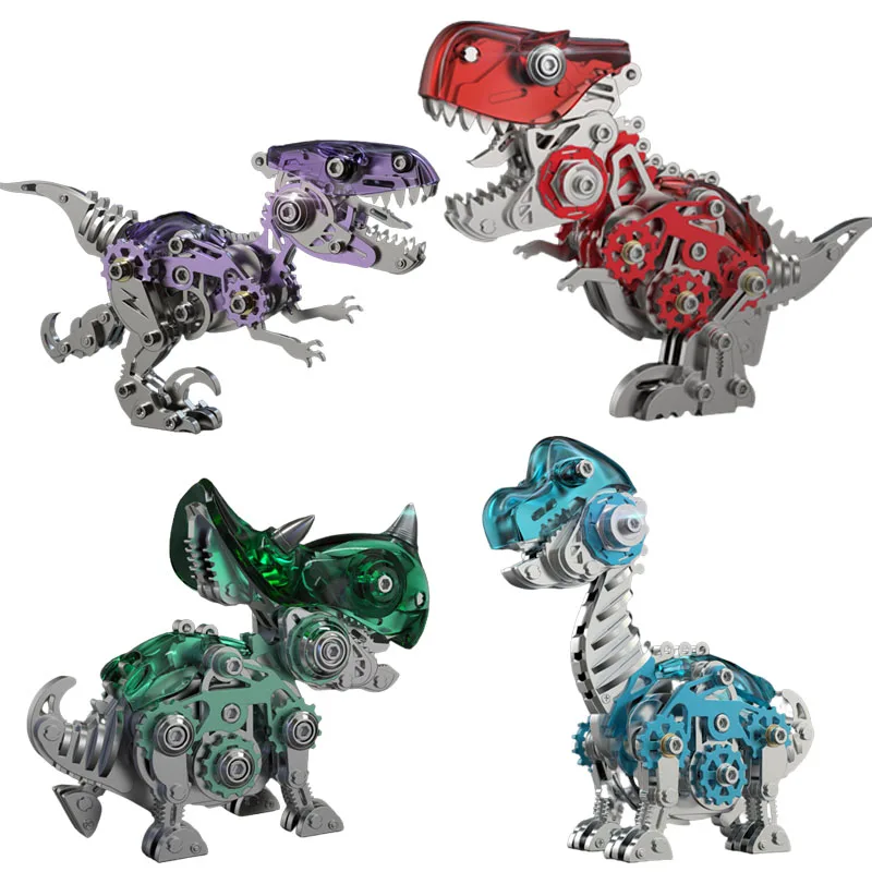 Colored 3D Metal Little Dinosaur Series Jigsaw Puzzle Toy DIY Assembly Models Kits Detachable Toys Birthday Christmas Party Gift