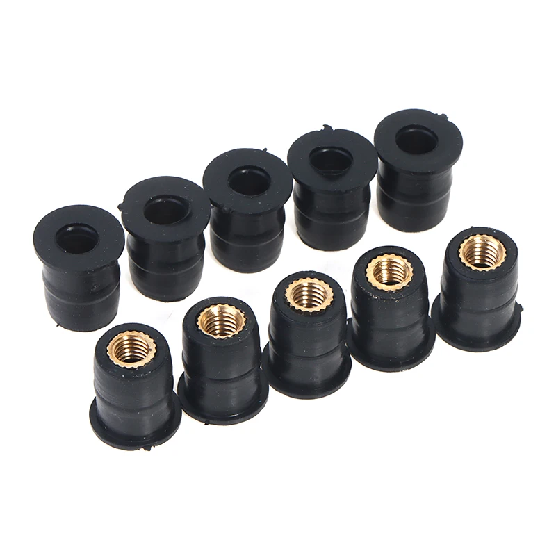 10PCS Motorcycle M5 Rubber Well Nuts Blind Fastener Windscreen Windshield Fairing Cowl Riding Accessories Fastener Goods