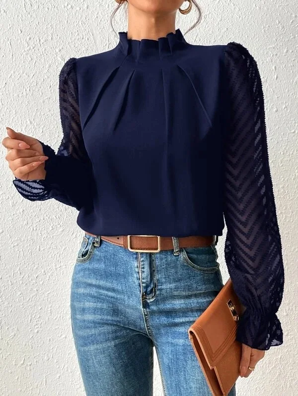 Fashion Black Office Ladies Tops And Blouses Women 2023 Autumn Casual Long Sleeve Top Femme Chiffon Shirt Elegant Blouse Woman