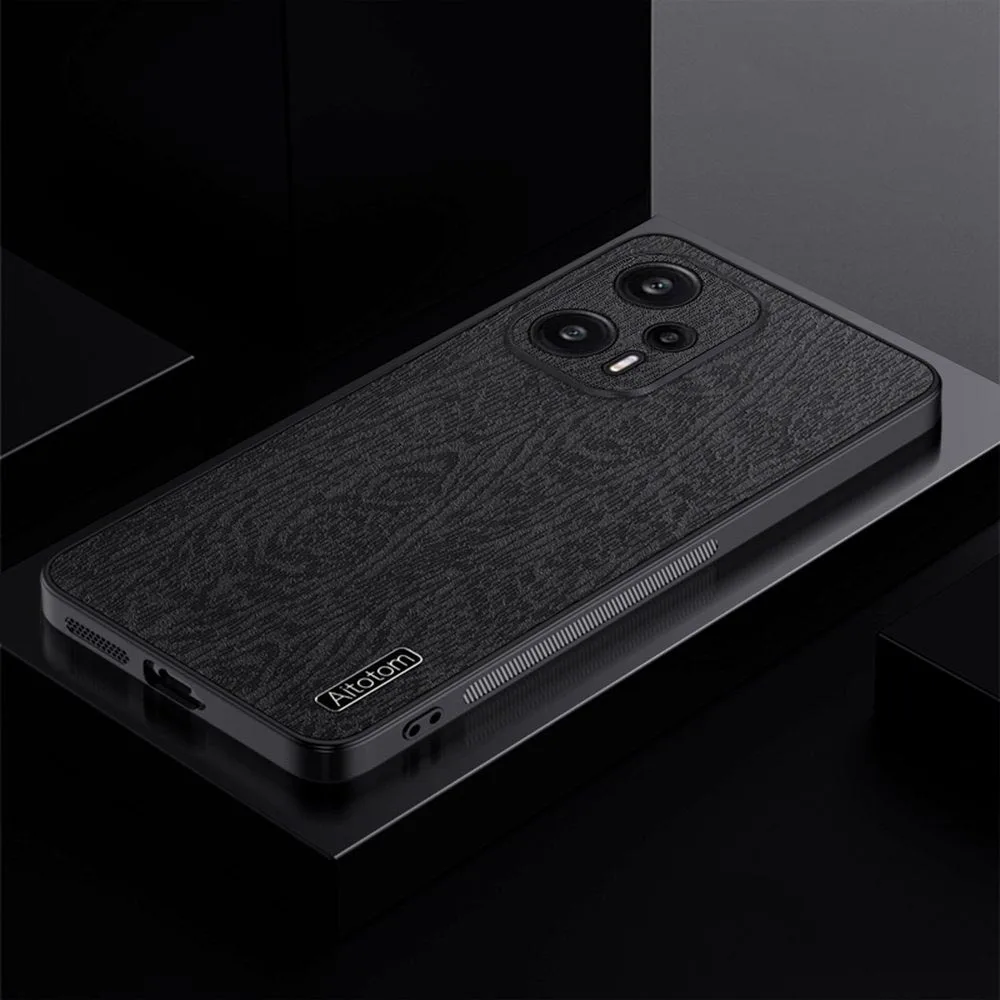 Leather Case for POCO F5 Pro Case Ultrathin Wood Grain Shockproof Cover for Xiaomi POCO F5Pro F5 Pro Case
