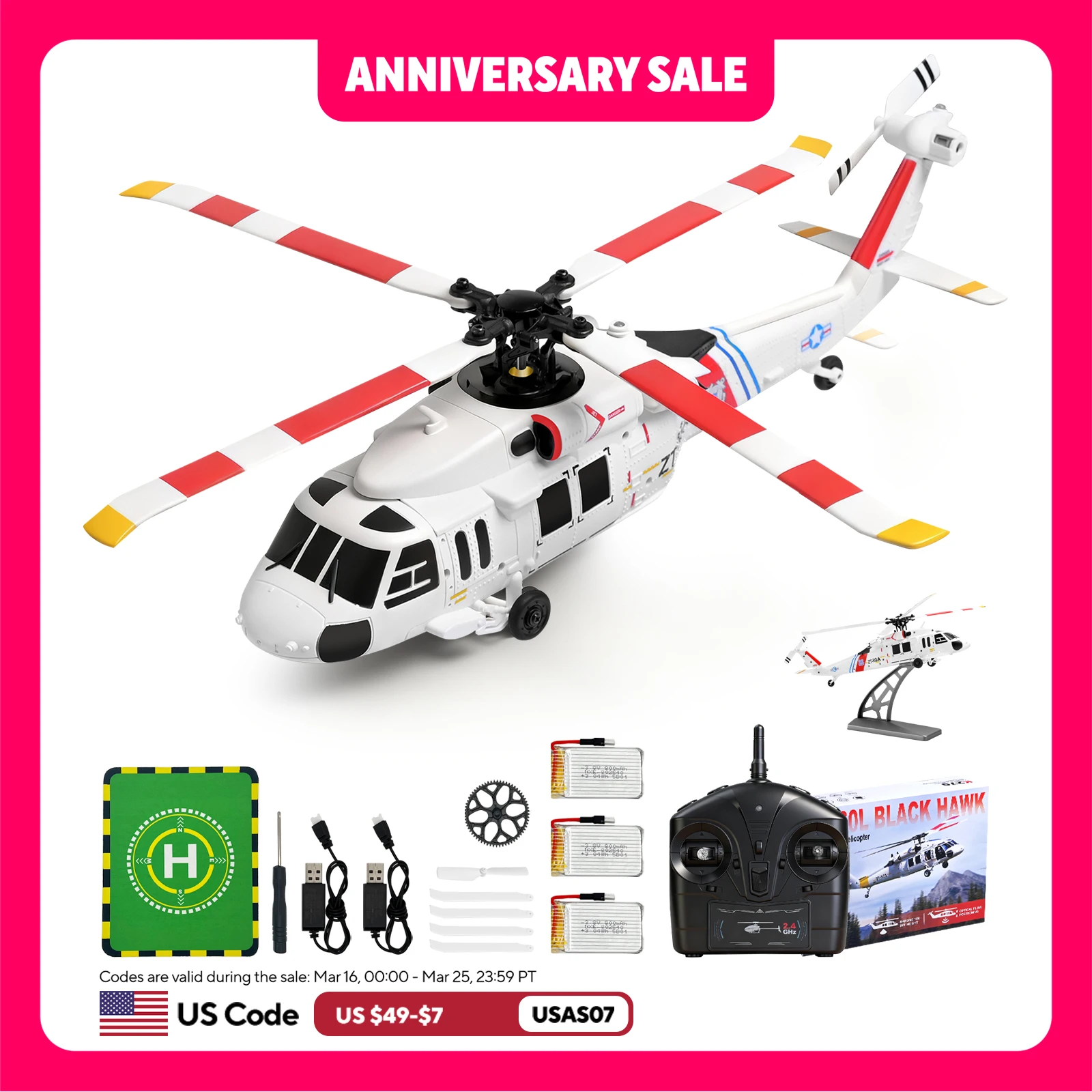 

WLtoys K270 Black Hawk UH-60 4CH RC Helicopter; Brushless Motor, 6-Axis Gyro; Optical Flow Altitude Hold; 2.4G Remote Control