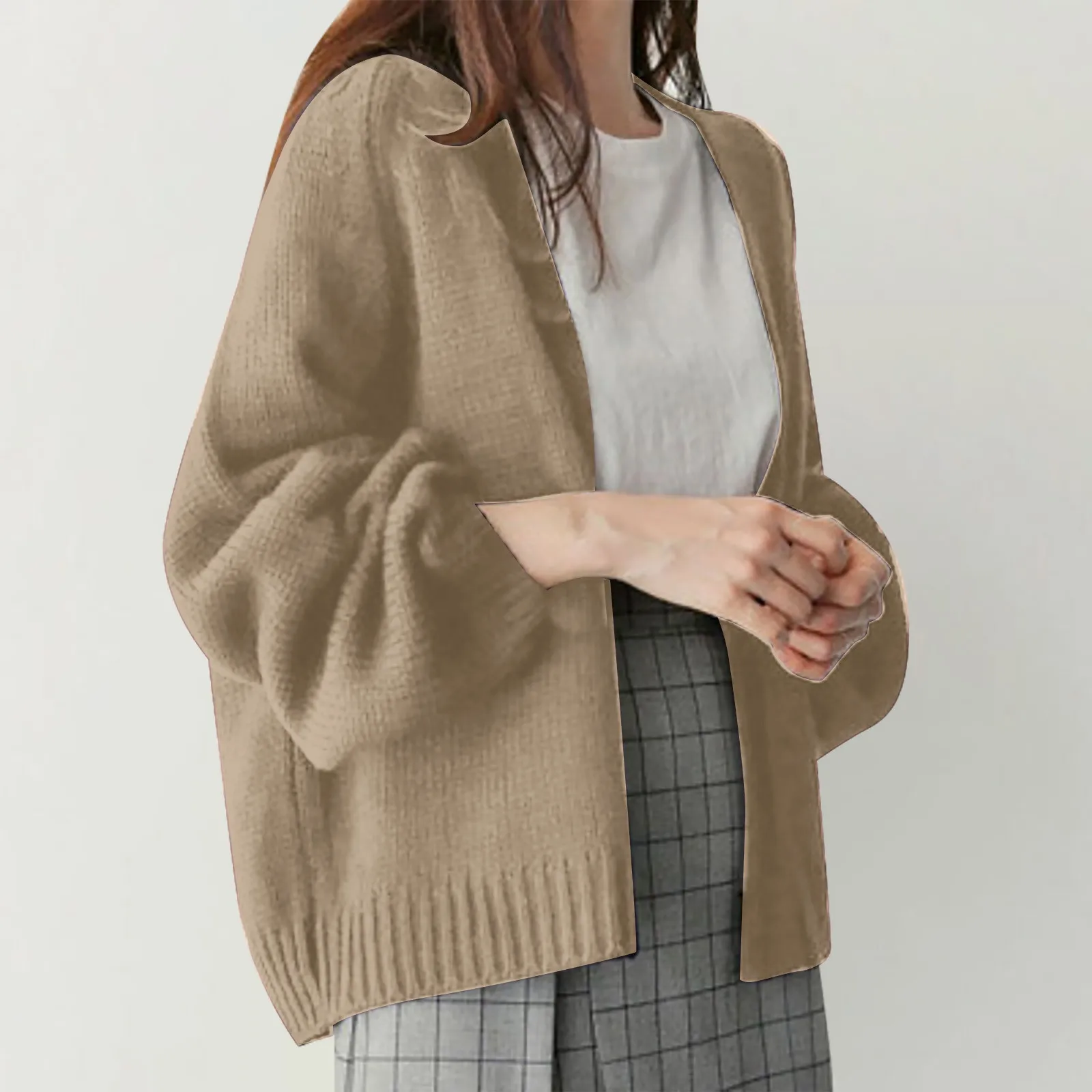 Women'S Solid Color All-In-One Knitted Cardigan Coat Loose And Comfortable Fashion Trend Coat Ladies Simple Casual All Match Top