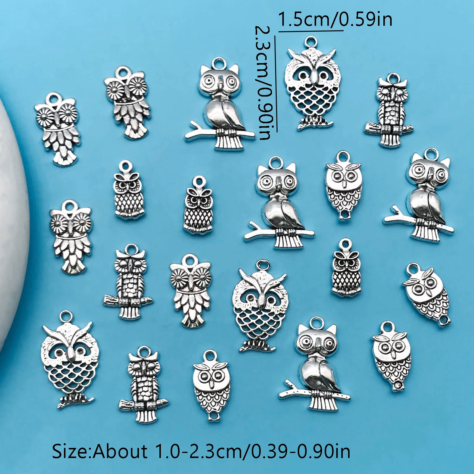 24Pcs Antique Silvery Owl Charms For DIY Jewelry Making Earrings Bracelet Necklace Handmade Jewelry Accessories