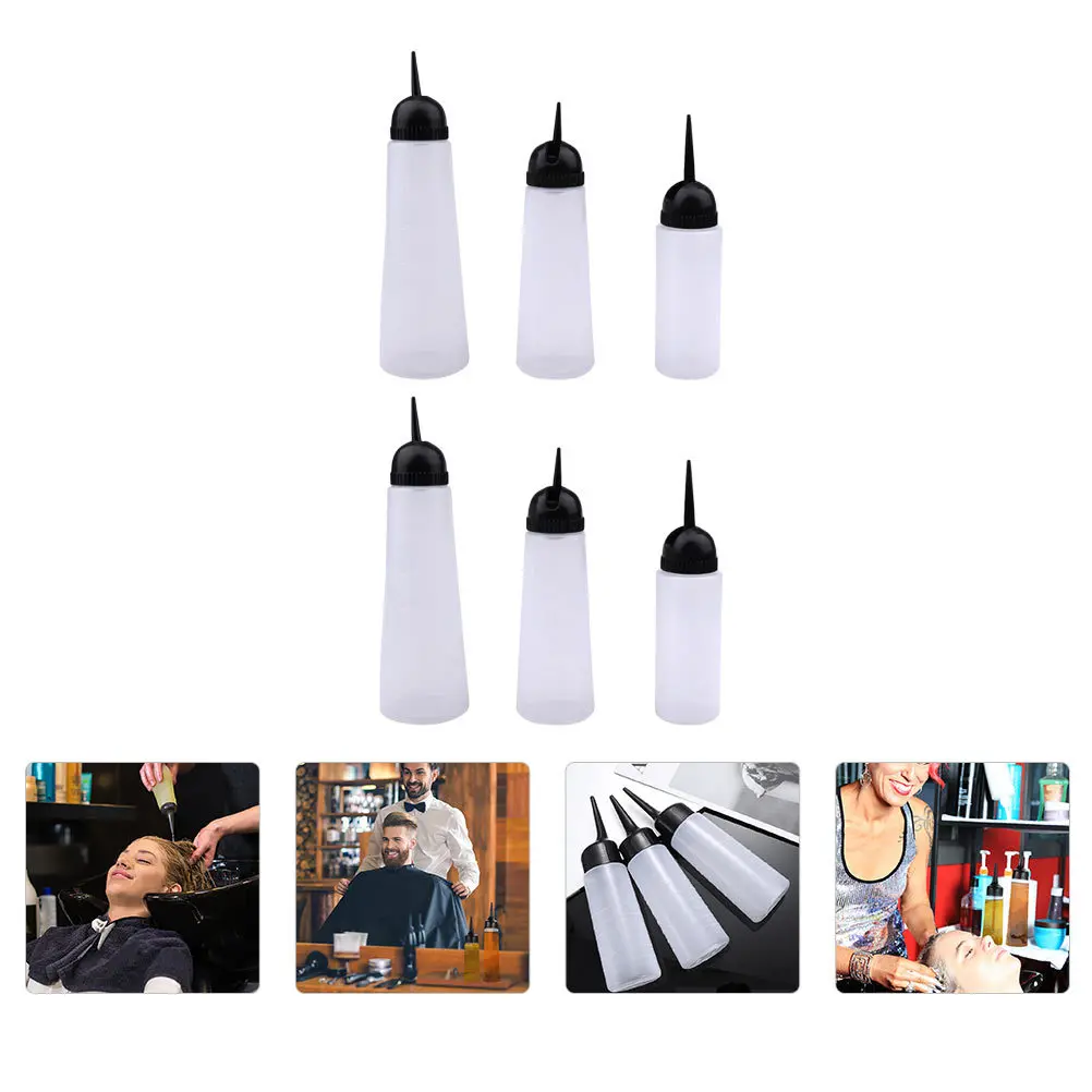 

6 Pcs Dry Cleaning Bottle Hair Dye Container Salon Supply Hairdressing Rinse Empty Applicator Shampoo Squeeze