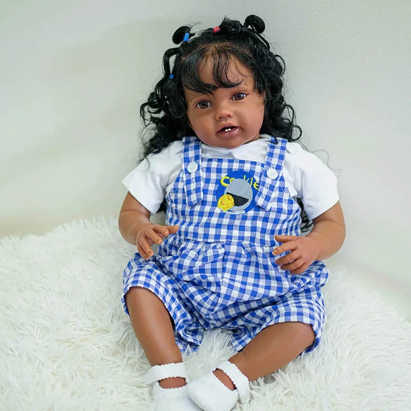 

60cm Reborn Lottie Princess Girl Doll in Dark Skin Lifelike Soft Touch 3D Skin Doll with Visible Veins Bebe Reborn Baby Doll