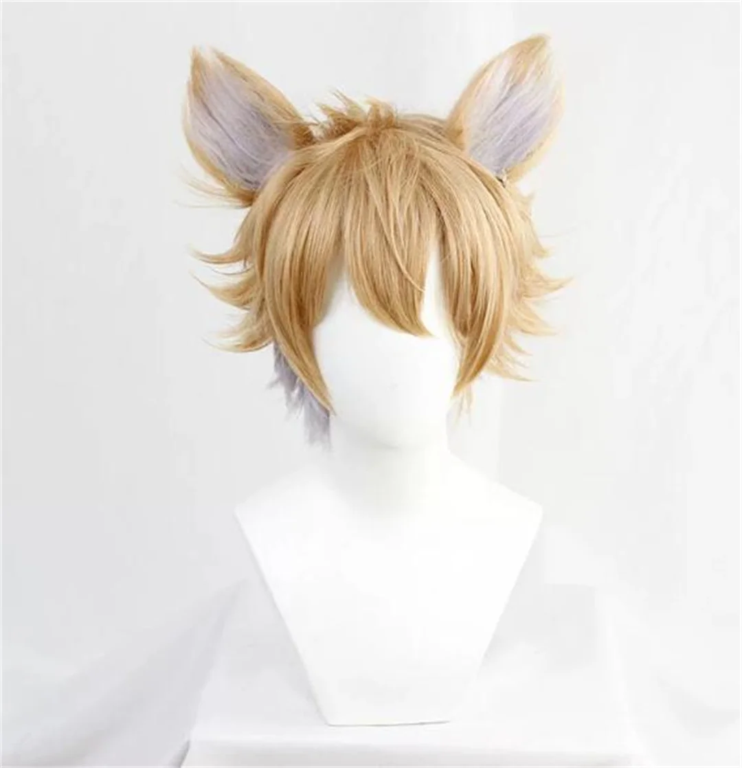 Cosplay Twisted Wonderland Savanaclaw Ruggie Bucchi Wig Anime game party short wig with ear heat-resistant synthetic wig