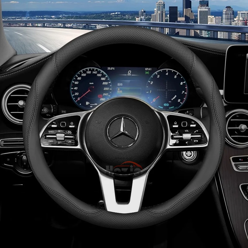 Leather Car Steering Wheel Cover for Mercedes Benz W214 C200 V-class GLE E-class GLA 200 GLC CLA A200 Interior Accessories 2025 view 6