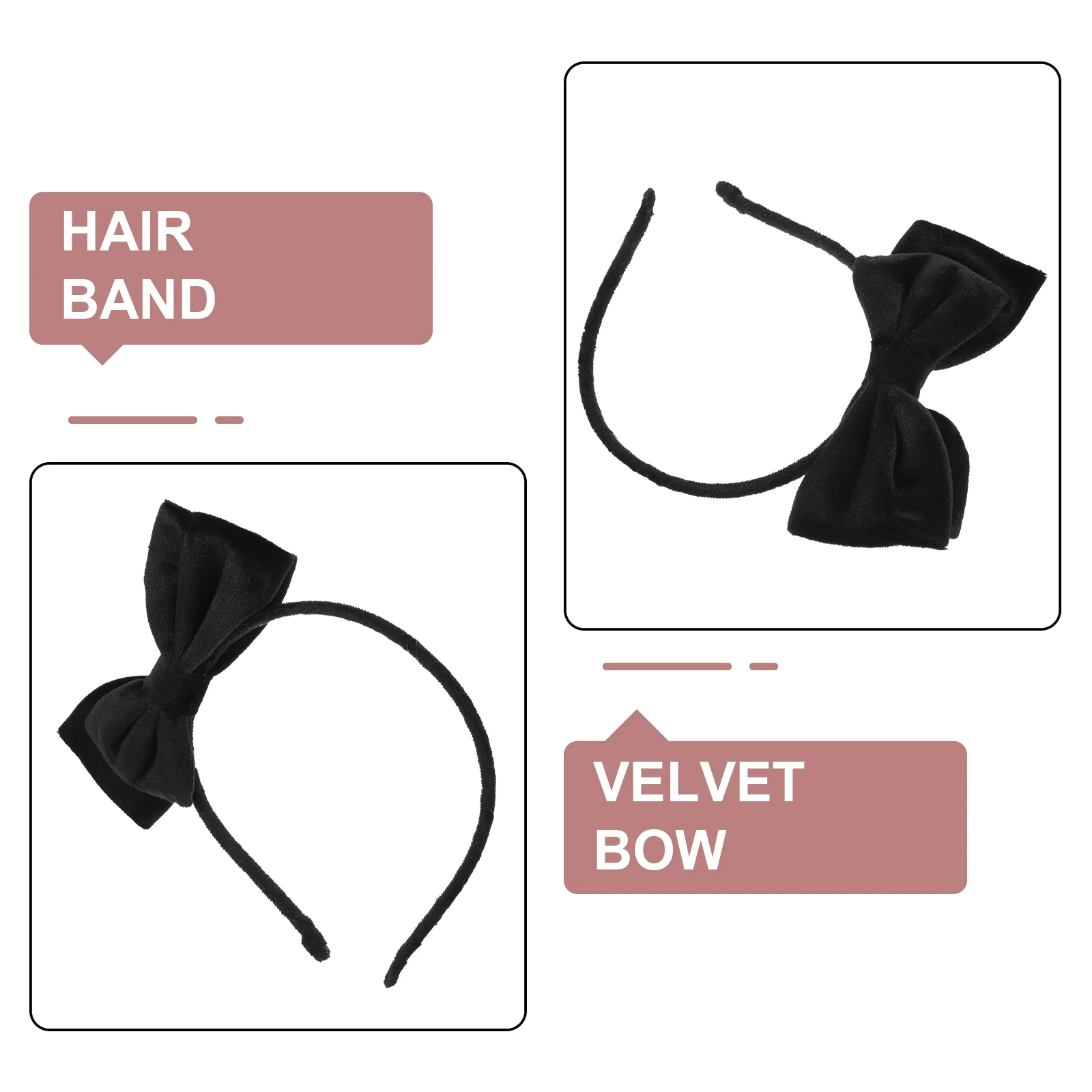 

Velvet Bow Hairband Black Ribbon Decorative Headpiece Wide Lace Headdress Stylish Party Accessories Girls Christmas Retro Hair