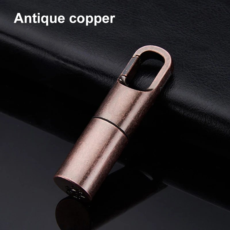 Vintage Metal Keychain Stainless Steel Lighter Antique Mini Portable Sand Wheel Kerosene Lighter