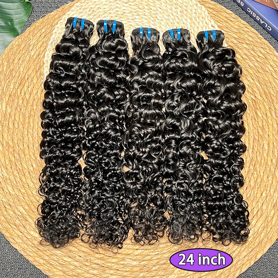 18A Волна воды Необработанные девственные пучки человеческих волос Двойной уток Натуральный черный цвет Вьетнамские вьющиеся волосы Плетение наращивания для женщин