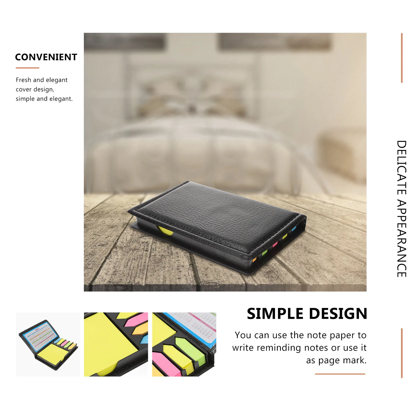 Sticky Memo Set Premium Craft Paper PU Exquisite Looking Convenient Practical Home Work Office School Use