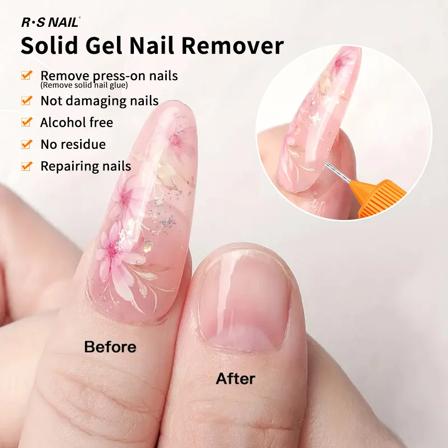 RS NAIL 15 ml Nagelkleberentferner zum Aufdrücken der Nägel. Entfernt leicht falsche Nagelspitzen. Feste Klebstoffe. Gelentferner. Festes Nagelspitzengel