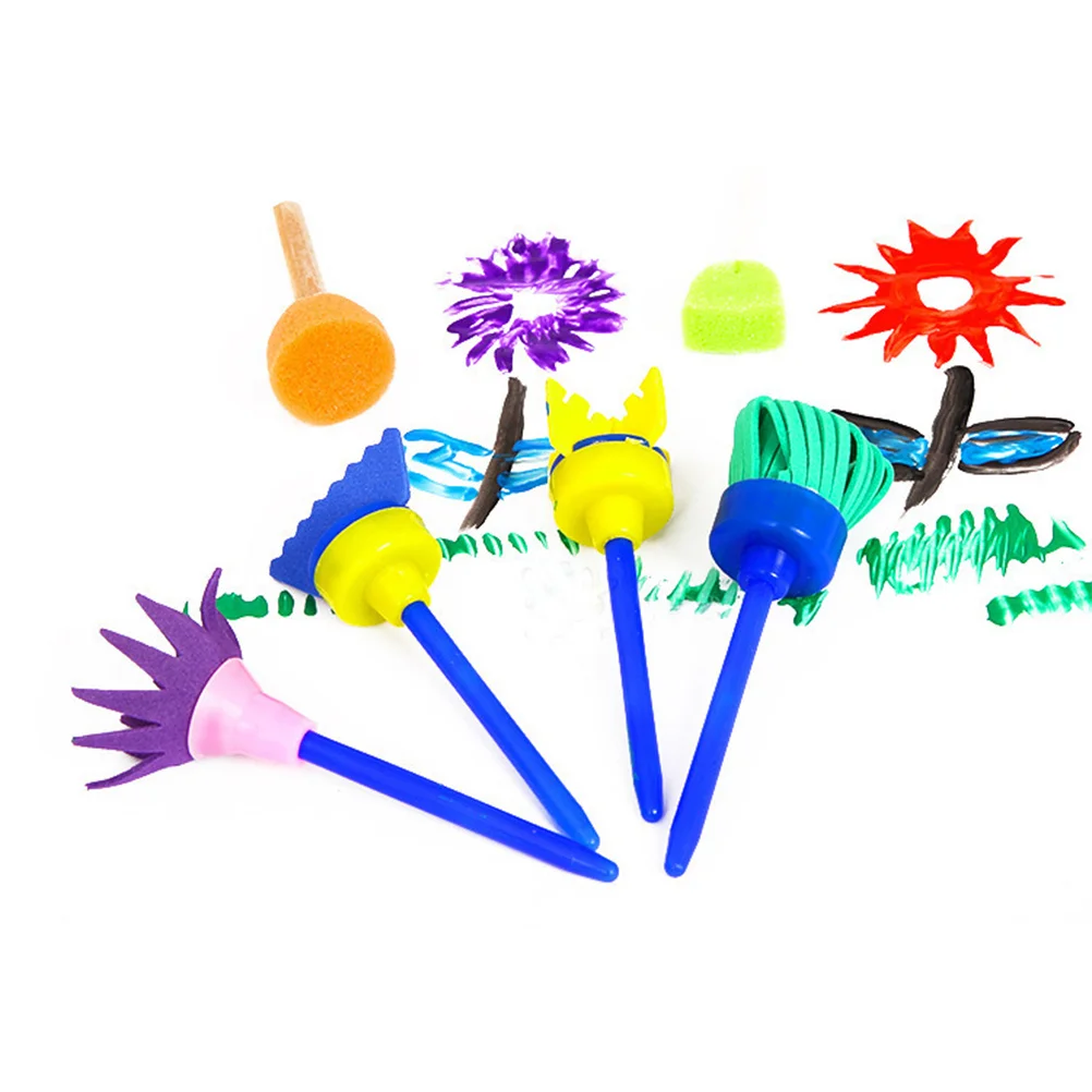 1Set Kinderen Tekengereedschappen Schilderen Spons Borstels Cultiveren Vermogen Ouder-kind Relatie DIY Art Set