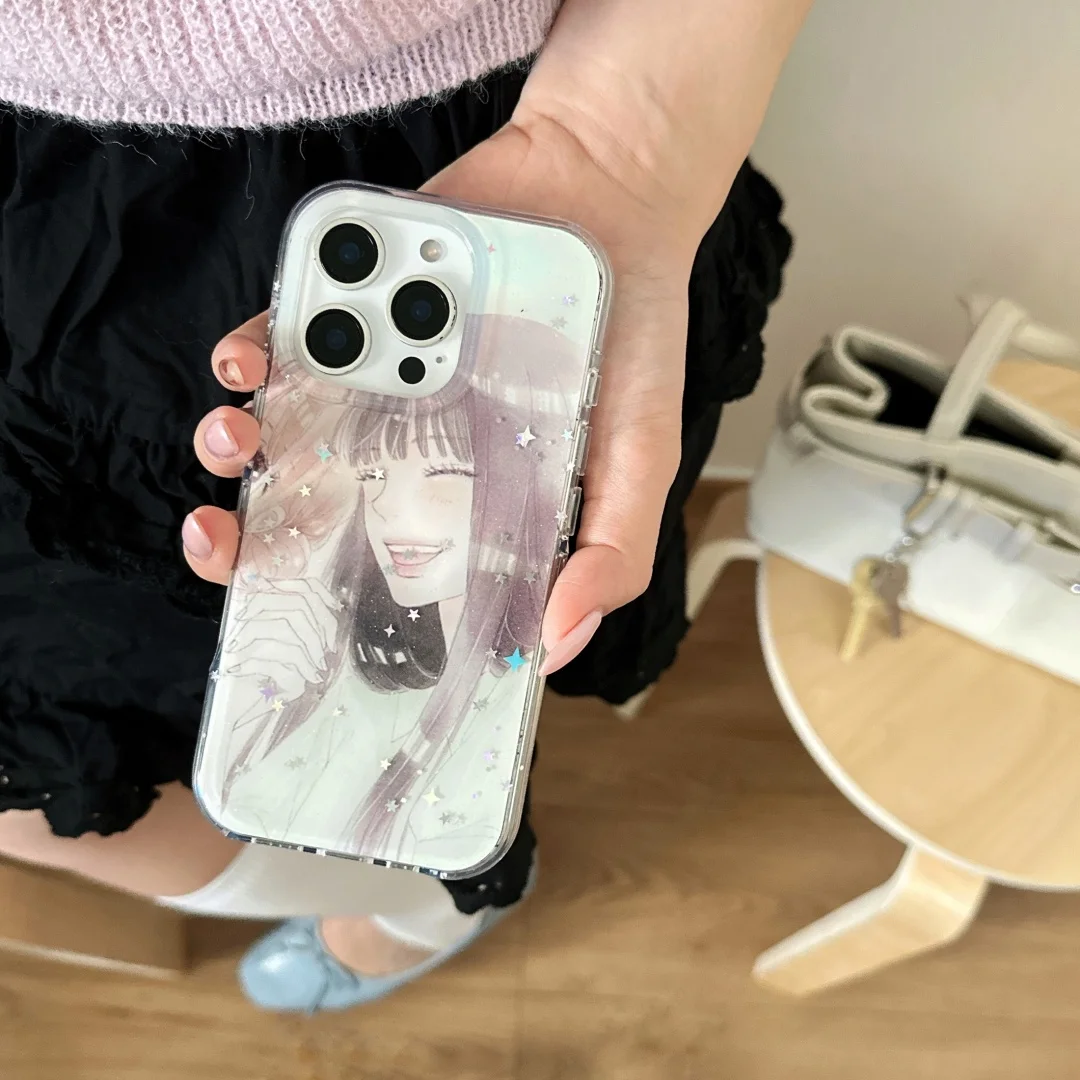 أنيمي Y2K الحلو فتاة قضية الهاتف آيفون 13 12 Mini 14 Pro 15 16 Plus Pro Max Kawaii Harajuku سيليكون غطاء الهاتف آيفون حالة