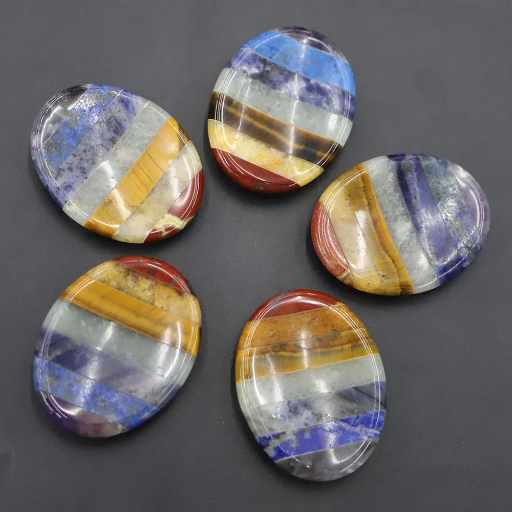 Natural Gem 7 Chakra Energy Thumb Concave Smooth Massage Stone Reiki Healing Meditation Crystal Spiritual Therapy 4Pcs Wholesale