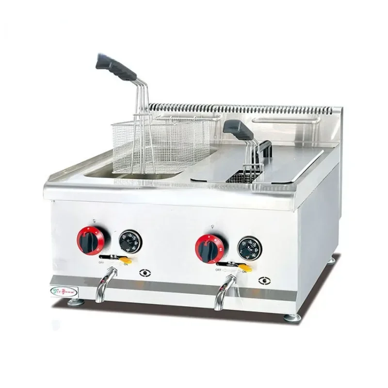 

High quality counter top 14L deep fryer donut chips fat fryer technical gas fryer with cover