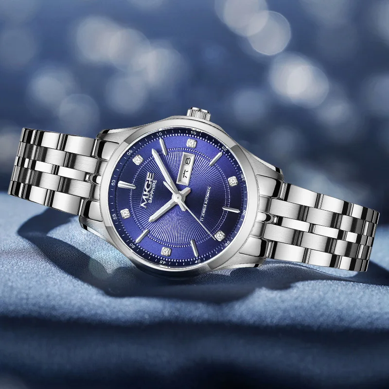 ساعات MIGE الأصلية ميوتا للزوجين أوتوماتيكية متعرجة محدودة تحرير ساعة يد ميكانيكية مقاومة للماء من الفولاذ المقاوم للصدأ