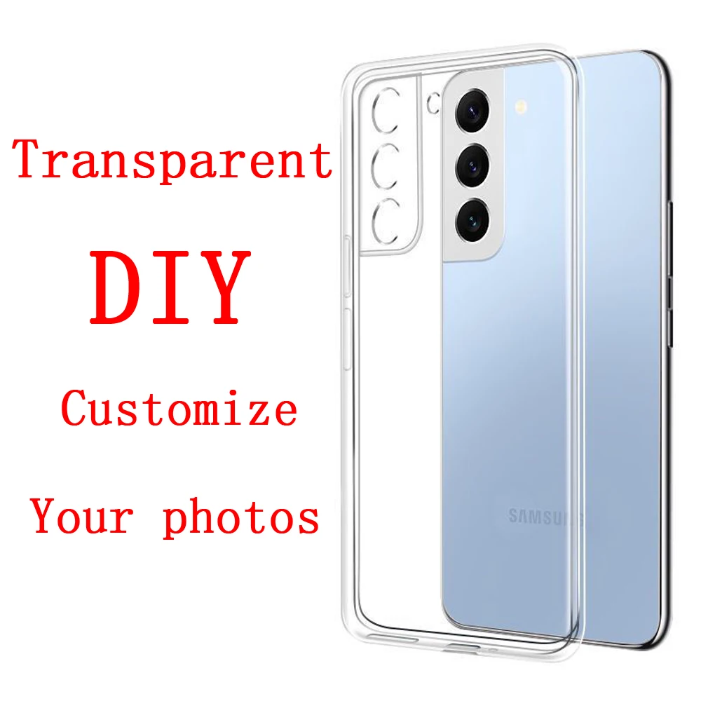 JURCHEN Custom Photo Case For Samsung Galaxy S20ultra S21FE S22+ 8 9 10 S8 S9 S10E Plus Cover A02 22 32 42 Transparent Soft DIY