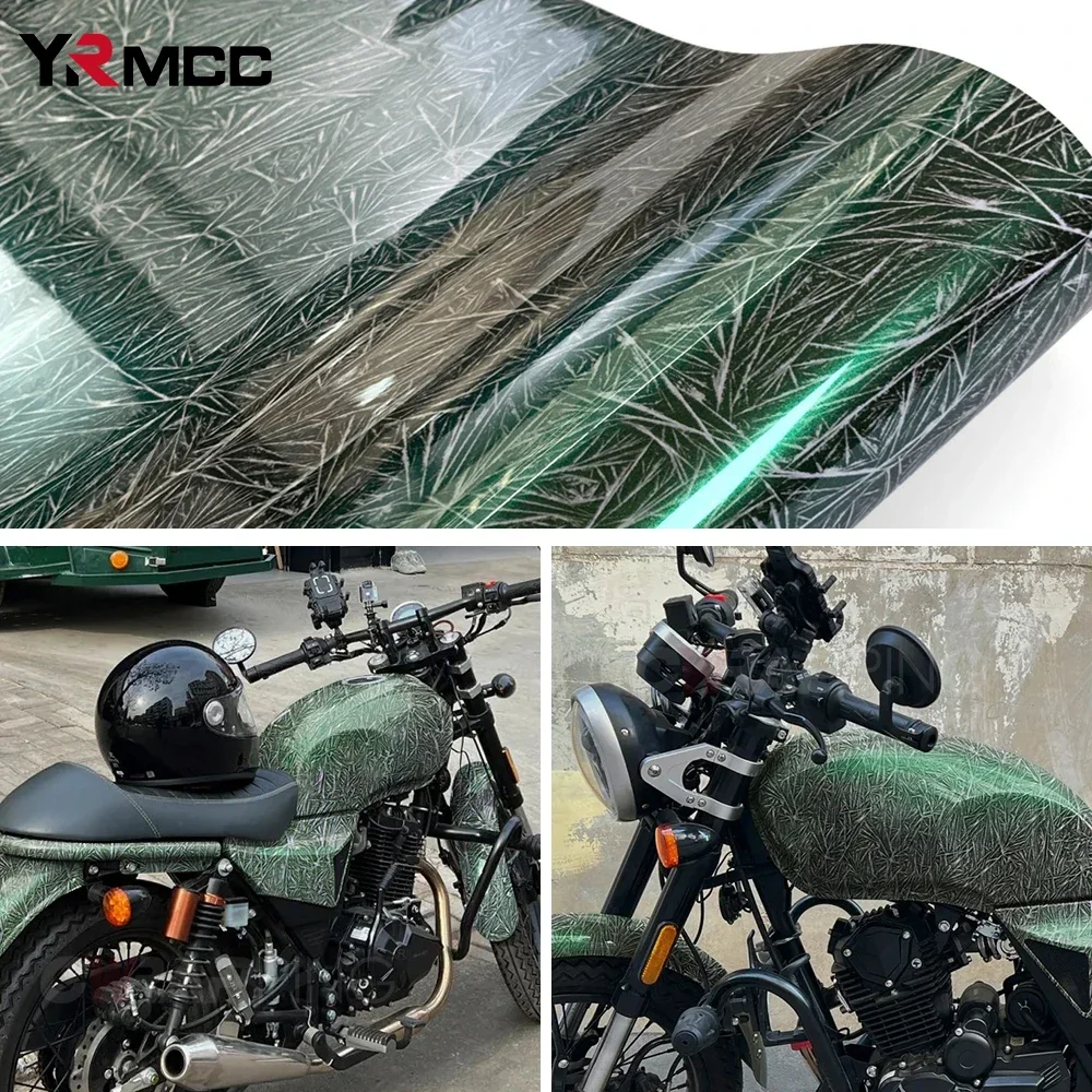 Car Stickers Ice Crack Green Color Change Film Vinyl Wrap Glossy Protector Wrapping Films Waterproof Sticker for Car Accessories