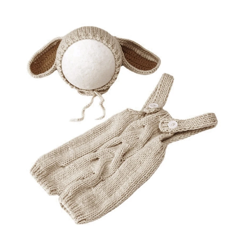 

Baby Photography Props Rabbit Costume Knitting Jumpsuit Hat Shower Party Props K1KC