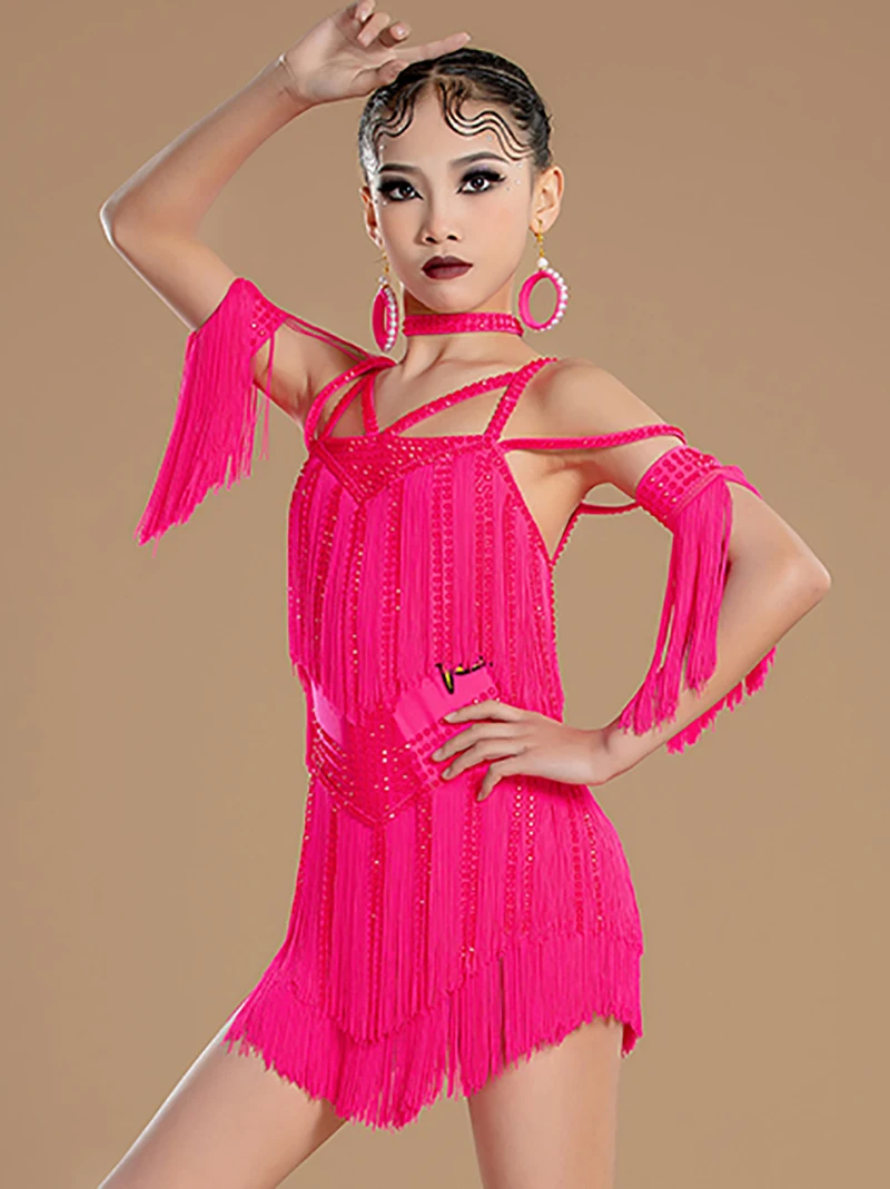 แฟชั่นมาตรฐานแห่งชาติเต้นรําละติน Professional เครื่องแต่งกายหญิง Full Fringed Rumba Sumba ชุด STAGE Performance Dancewear