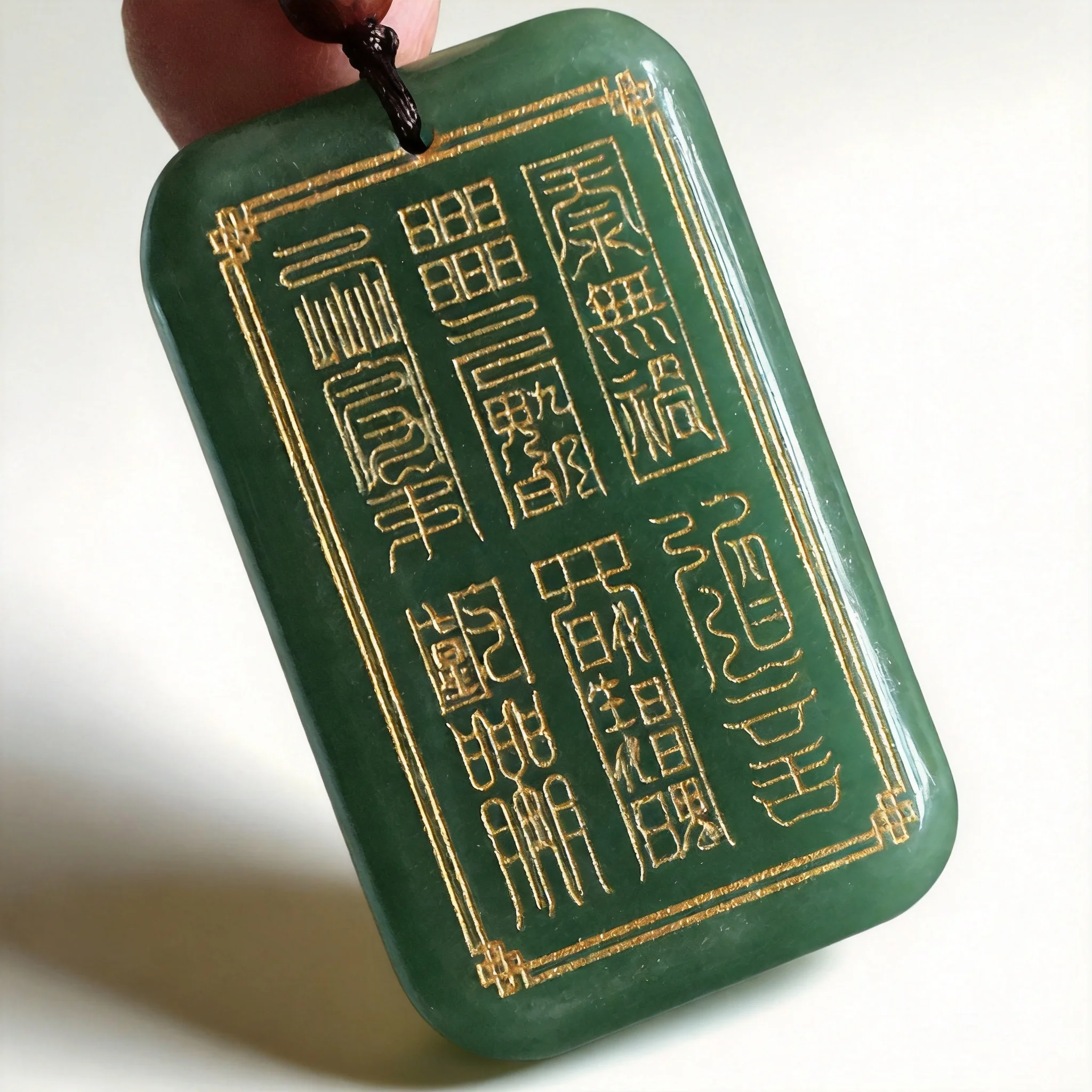Natural Aventurine Jade Chinese Style Lucky Blessing Peace Pendant 12 Auspicious Engraved Patterns Wealth Attracting Good Luck