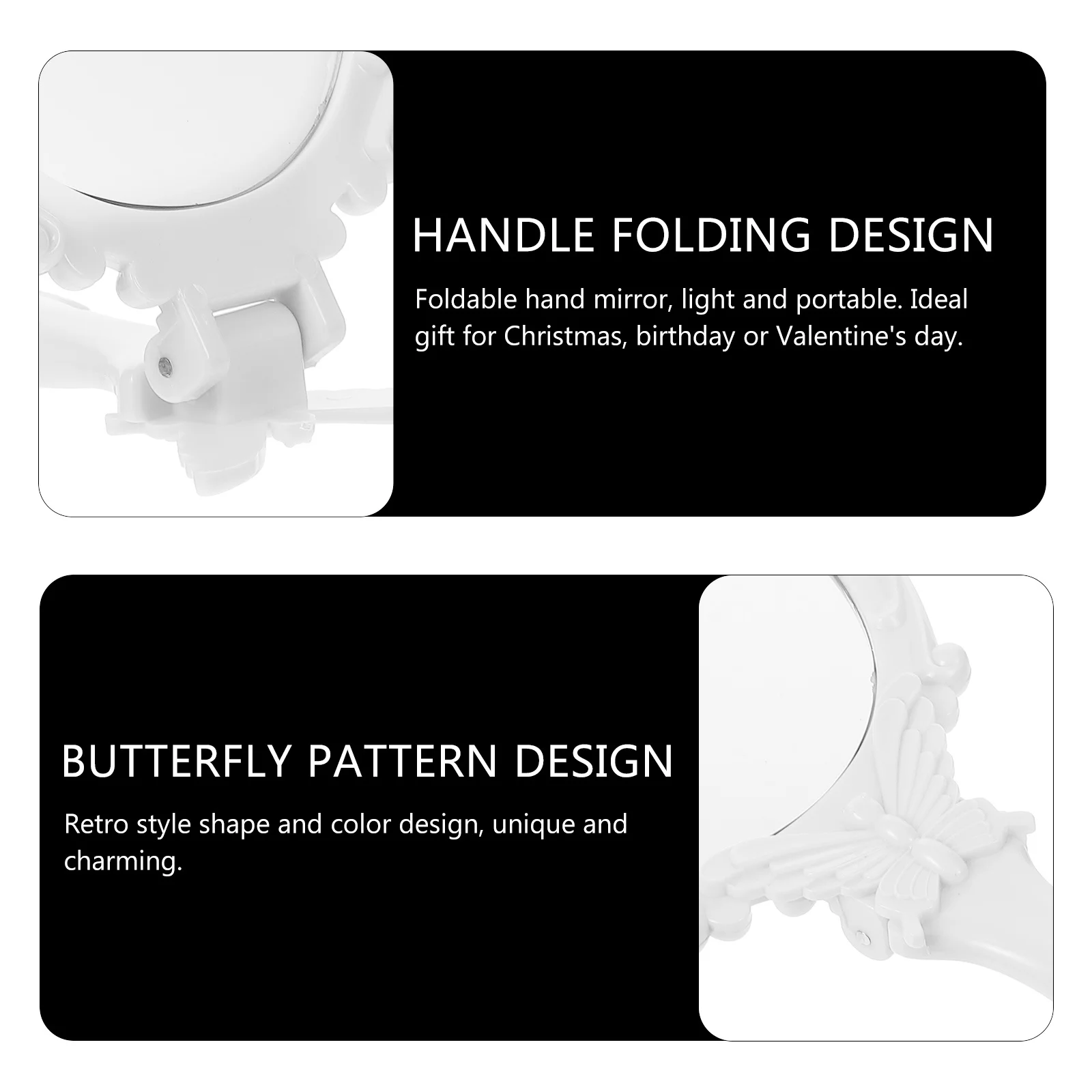 빈티지 휴대용 접이식 화장 거울 레트로 플라스틱 거울 소녀 여행용 화장 도구 가정용 화장대